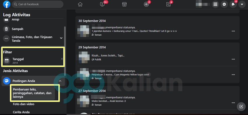 membuka catatan facebook